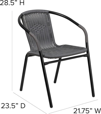 Set of 4 Modern Stackable Rattan Outdoor Dining Chairs