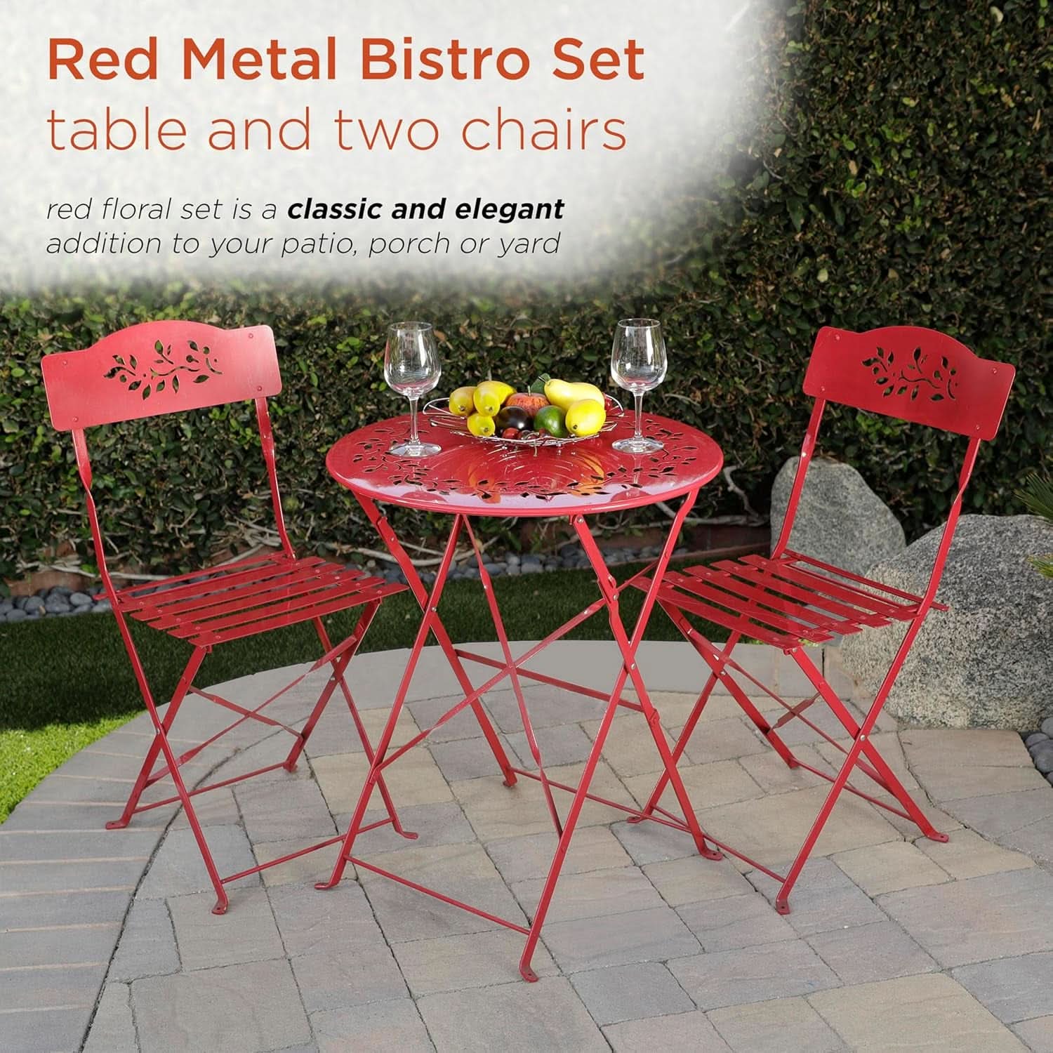 Indoor/Outdoor 3 Piece Bistro Set in Red