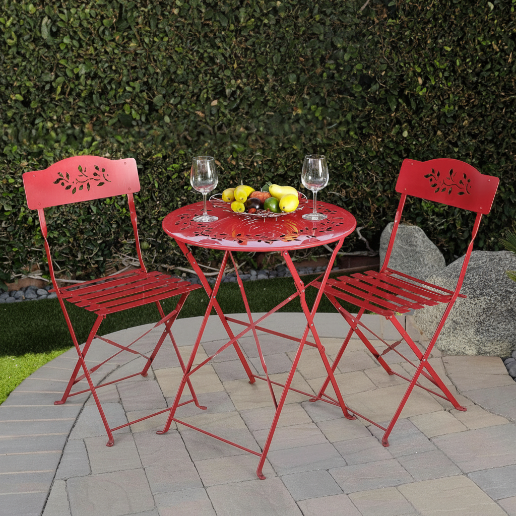 Indoor/Outdoor 3 Piece Bistro Set in Red