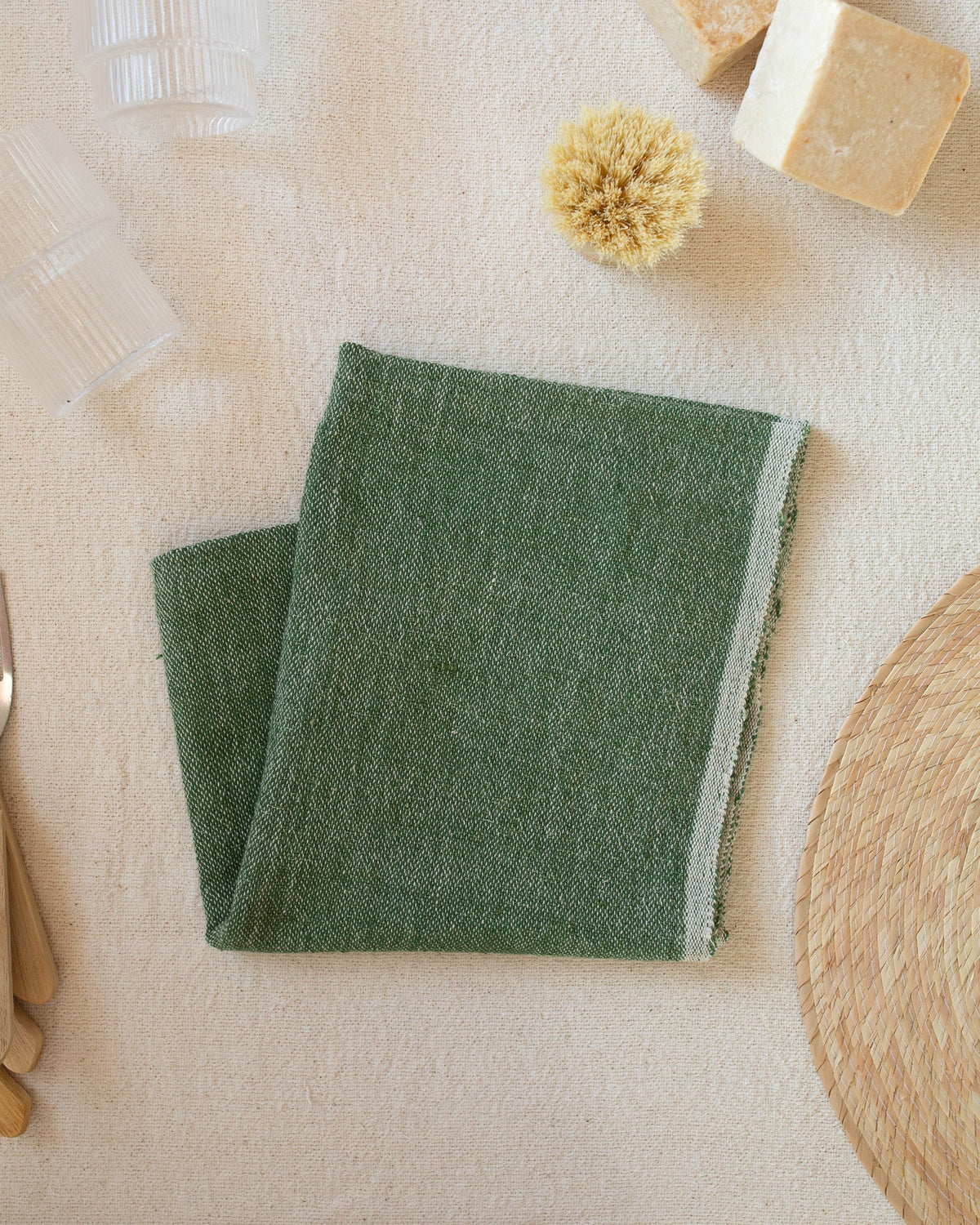 Organic Cotton Hand Towel - Olive Green