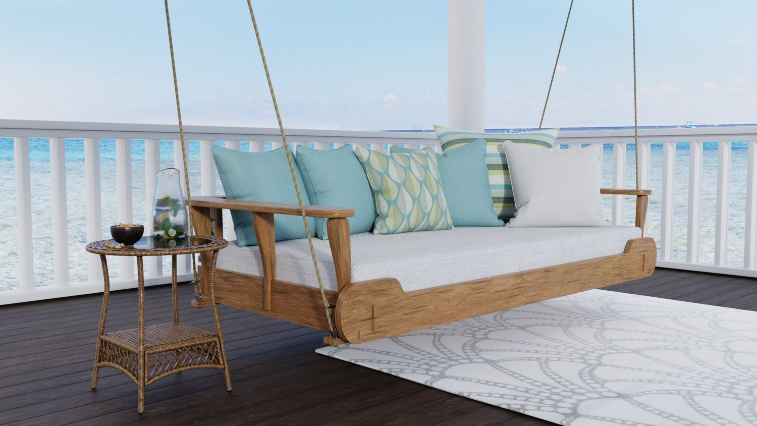 Scallop Gray/White Reversible Outdoor Mat
