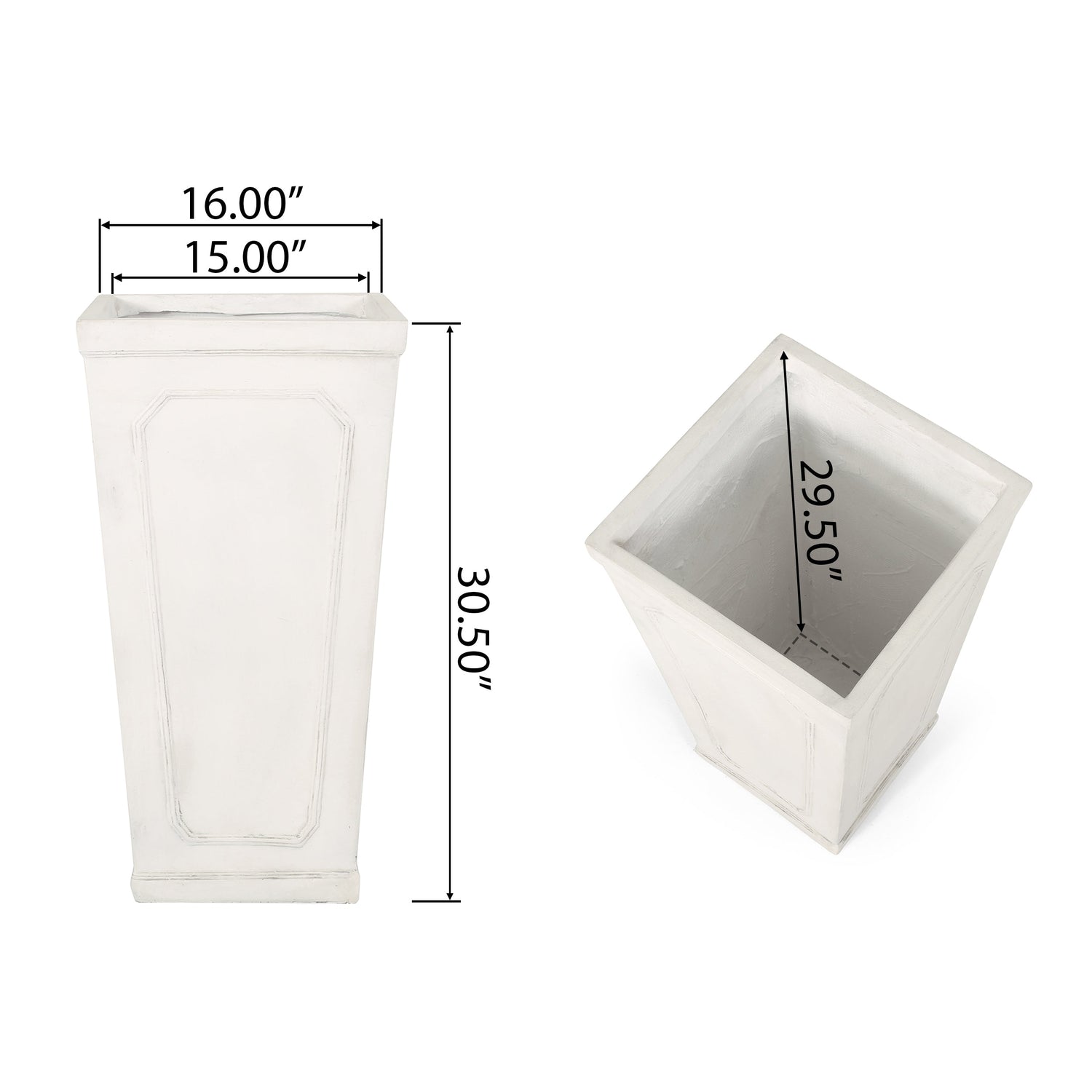 Tall Outdoor MGO Planter with Antique White Finish