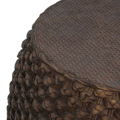 Faux Rattan Indoor/Outdoor Side Table - Brown