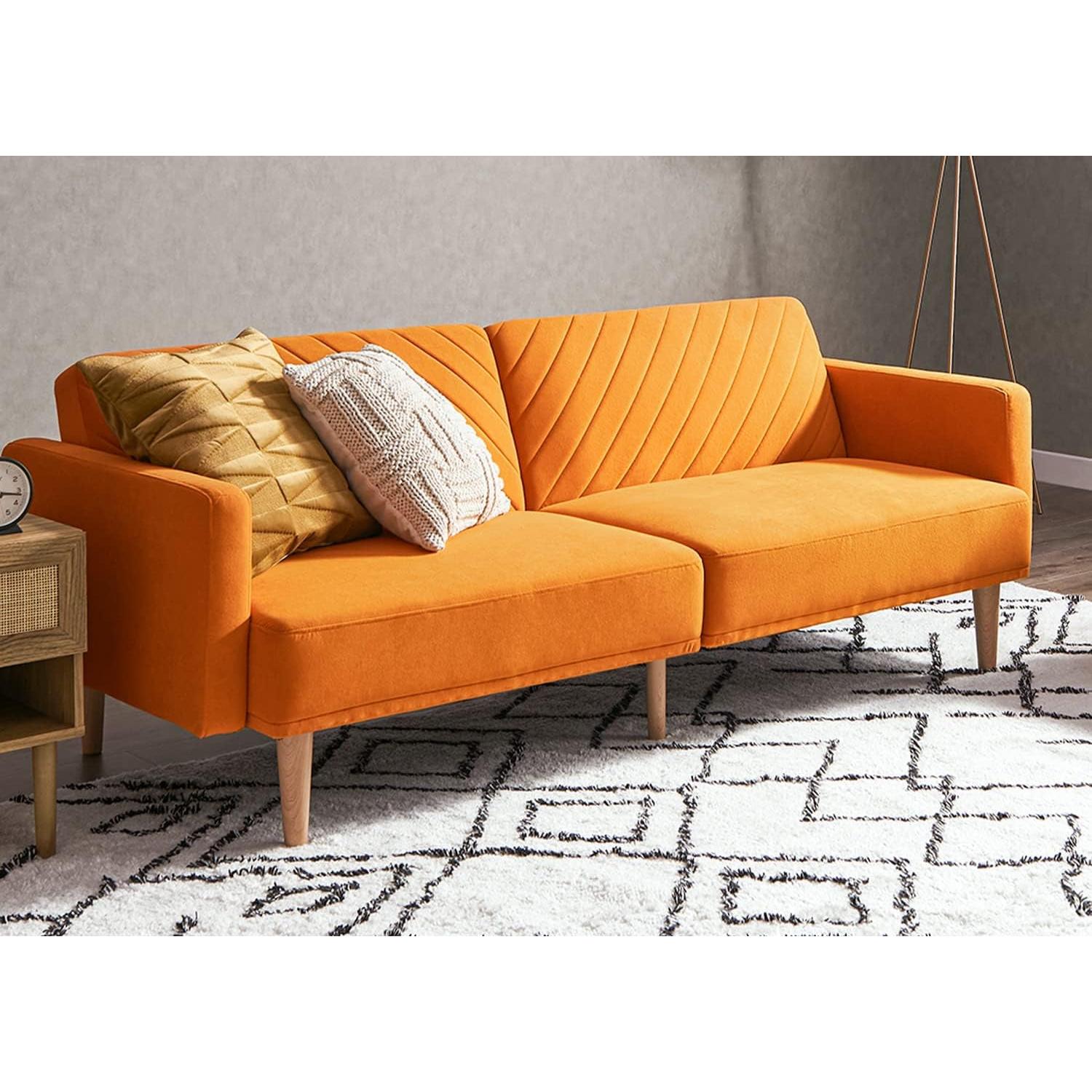 Chloe Futon Sofa Bed in Tangerine