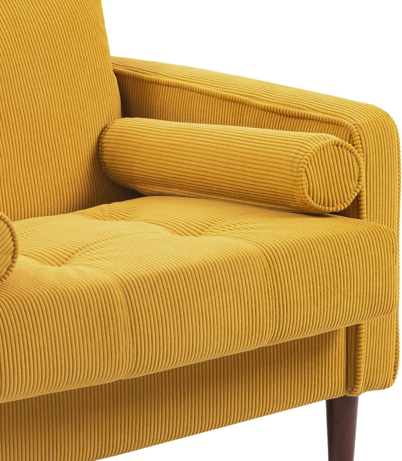 Mid Century Modern Oversized Corduroy Accent Chair in Yellow