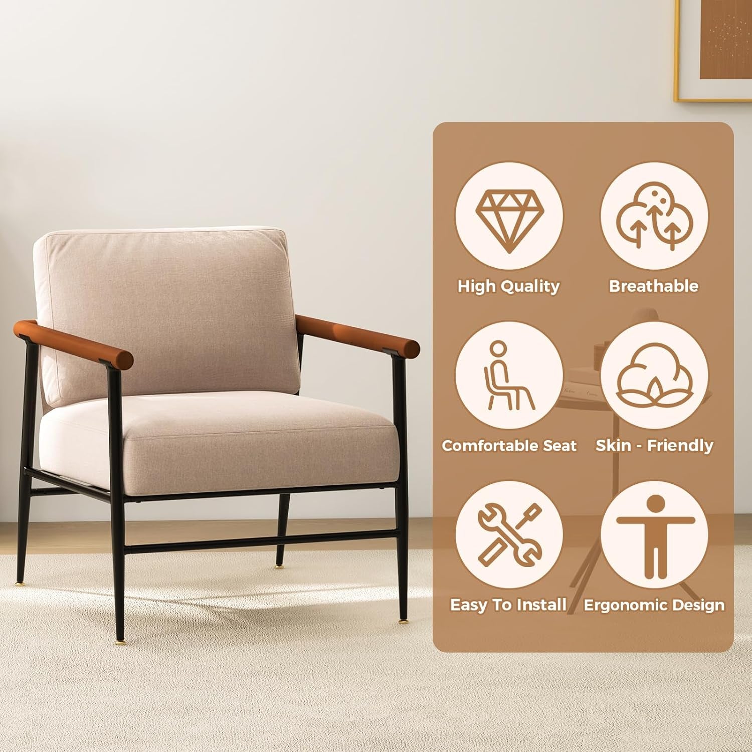 Contemporary Accent Chair in Linen