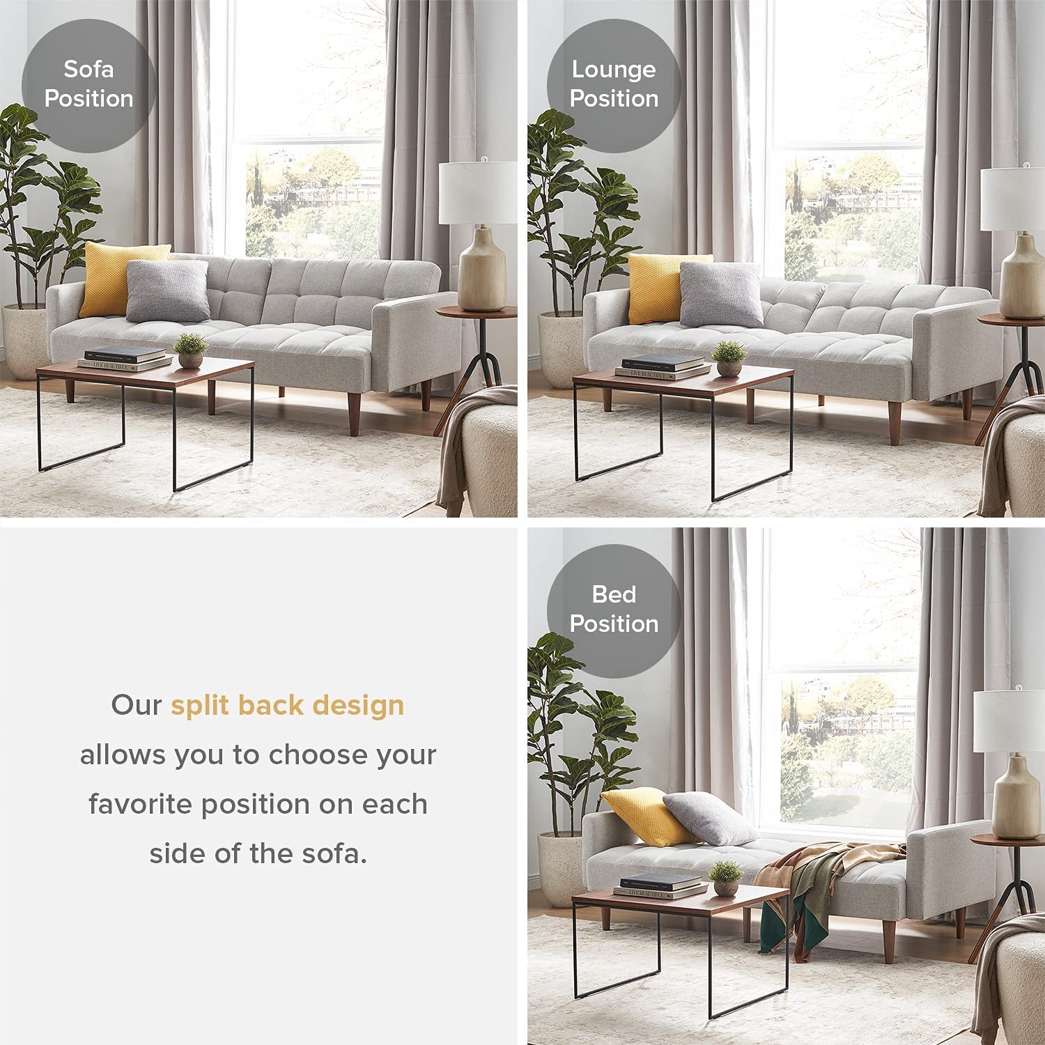 Light Gray Fabric Futon Sofa Bed
