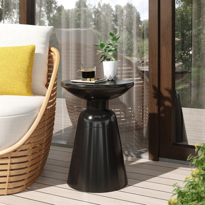 Modern Outdoor Metal End Table in Black Finish
