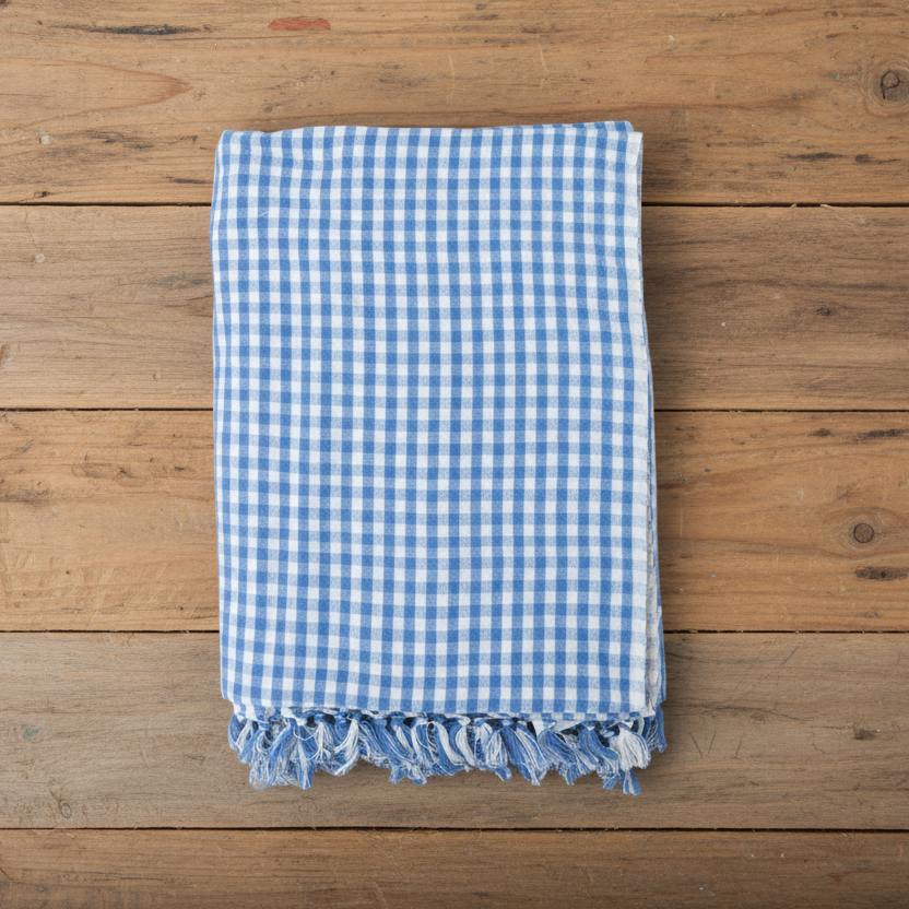 Chambray Gingham Organic Cotton Tablecloth