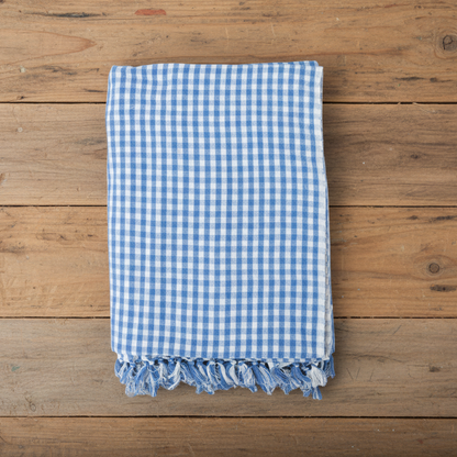 Chambray Gingham Organic Cotton Tablecloth