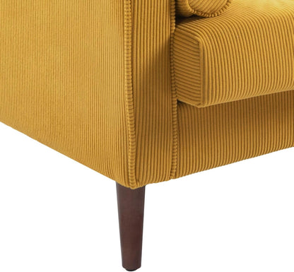 Mid Century Modern Oversized Corduroy Accent Chair in Yellow