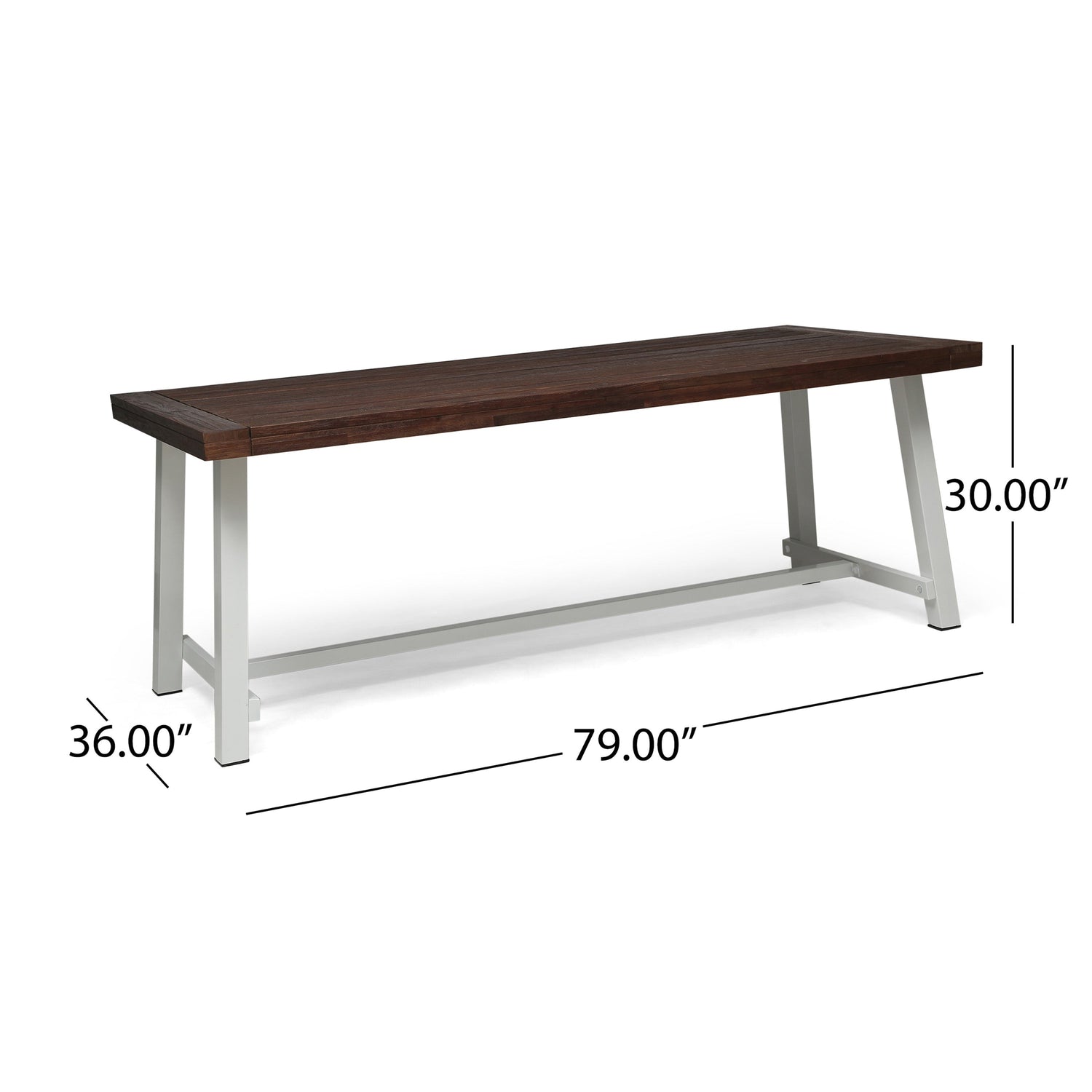Outdoor Acacia Dining Table with Metal Legs - 79 inch