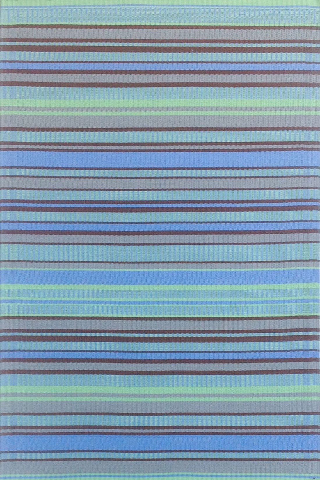 Stripes Grey &amp; Aqua Reversible Outdoor Mat