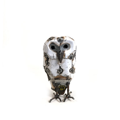 Recycled Metal Snowy White Owls