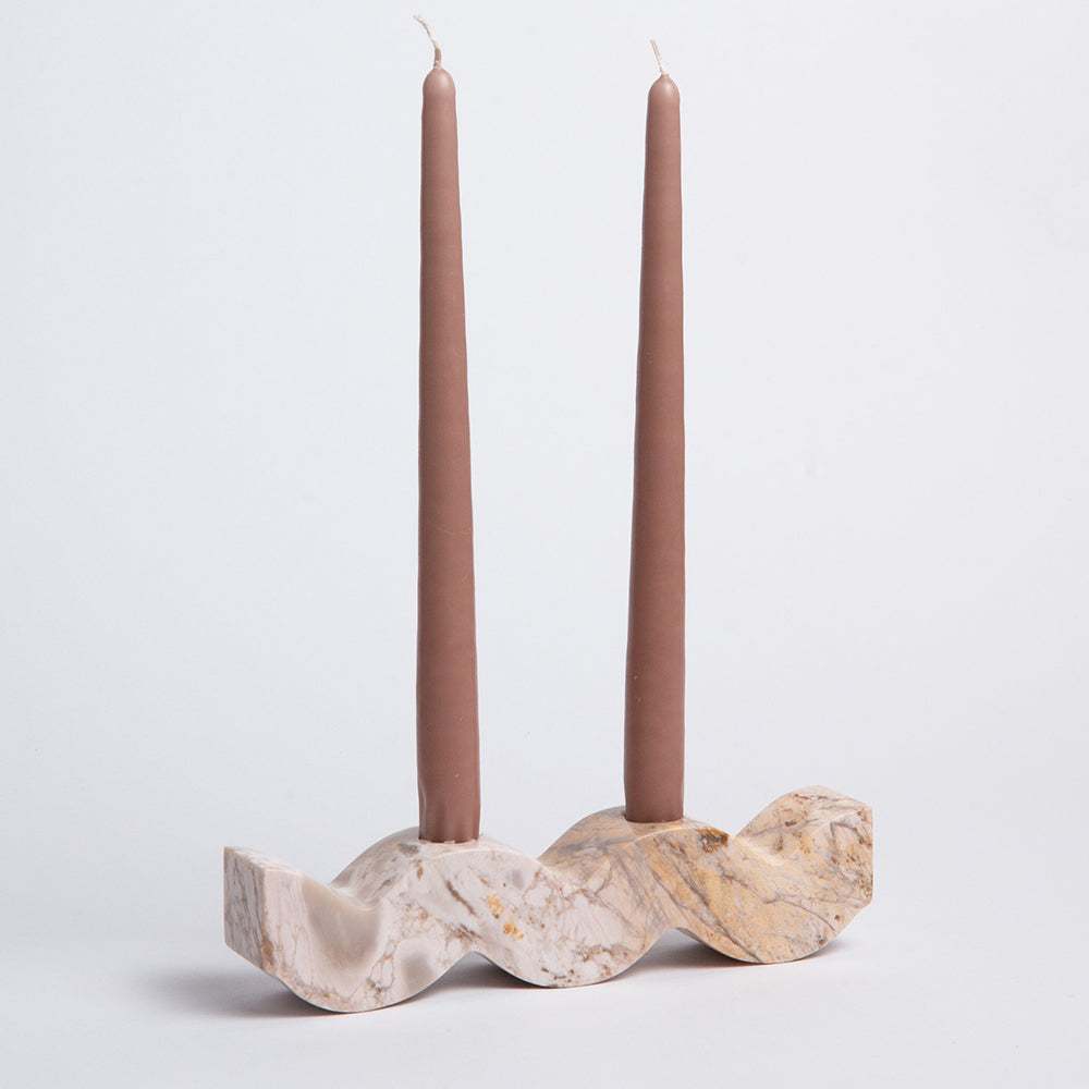 100% Natural Soapstone Wavy Candelabra