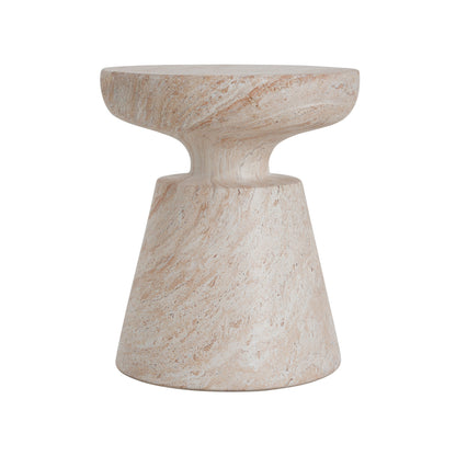 Outdoor/Indoor Lightweight Concrete Side Table in Travertine Finish