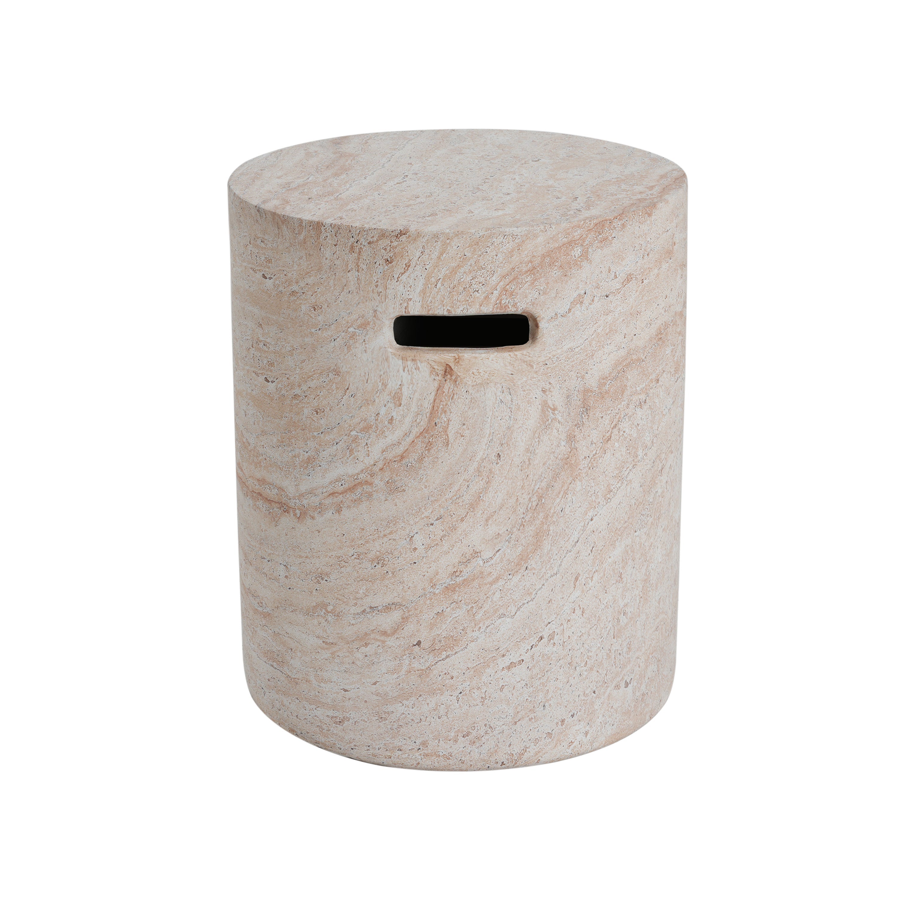 Indoor/Outdoor Concrete Side Table with Travertine Finish