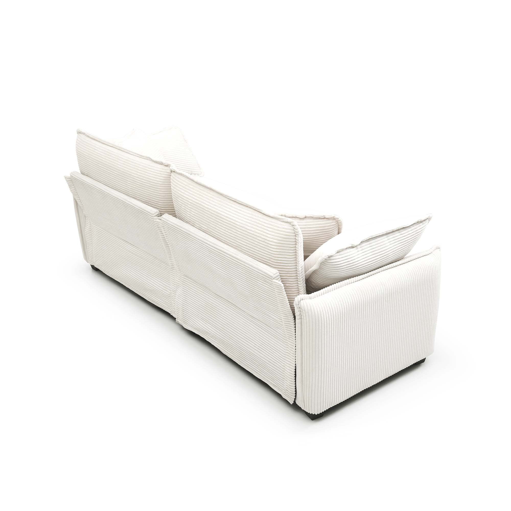 Modern 3 Piece Deep Seat Sofa Set - Beige Corduroy