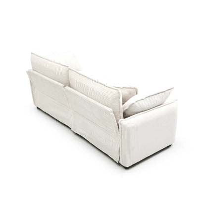 Modern 3 Piece Deep Seat Sofa Set - Beige Corduroy