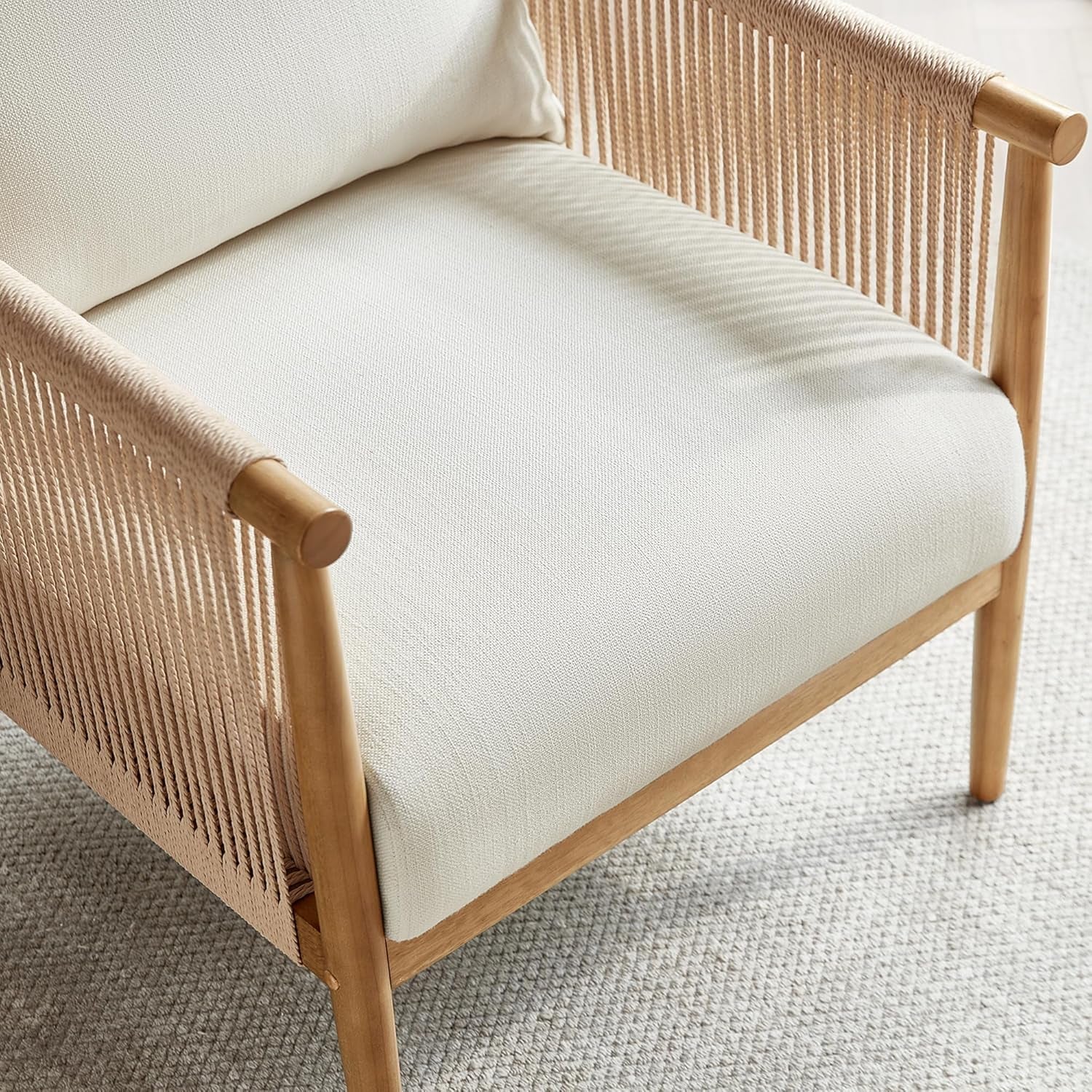 Cream Braided Accent Chairs - Set Of 2