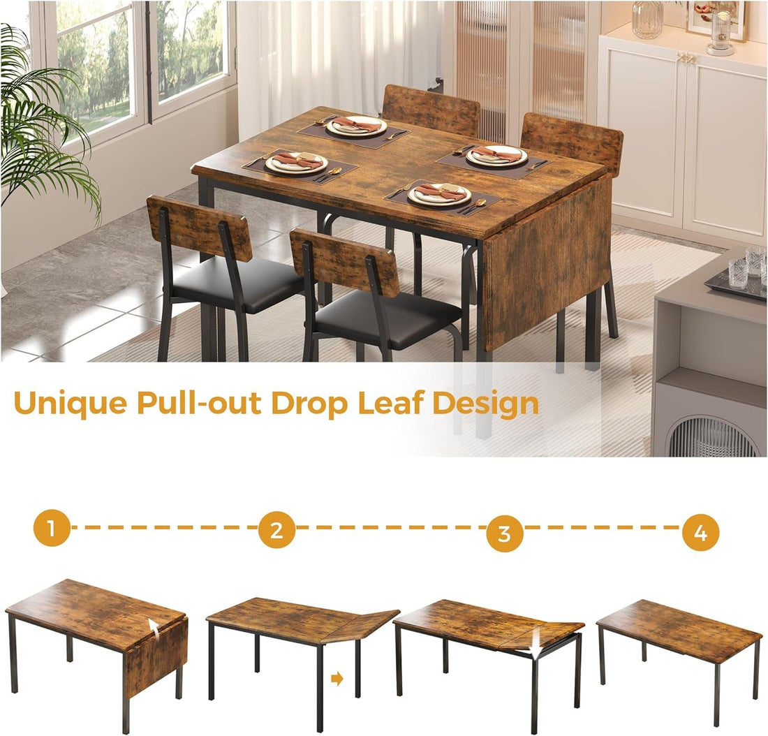 Extendable 5 pc Dining Set - Rustic Brown