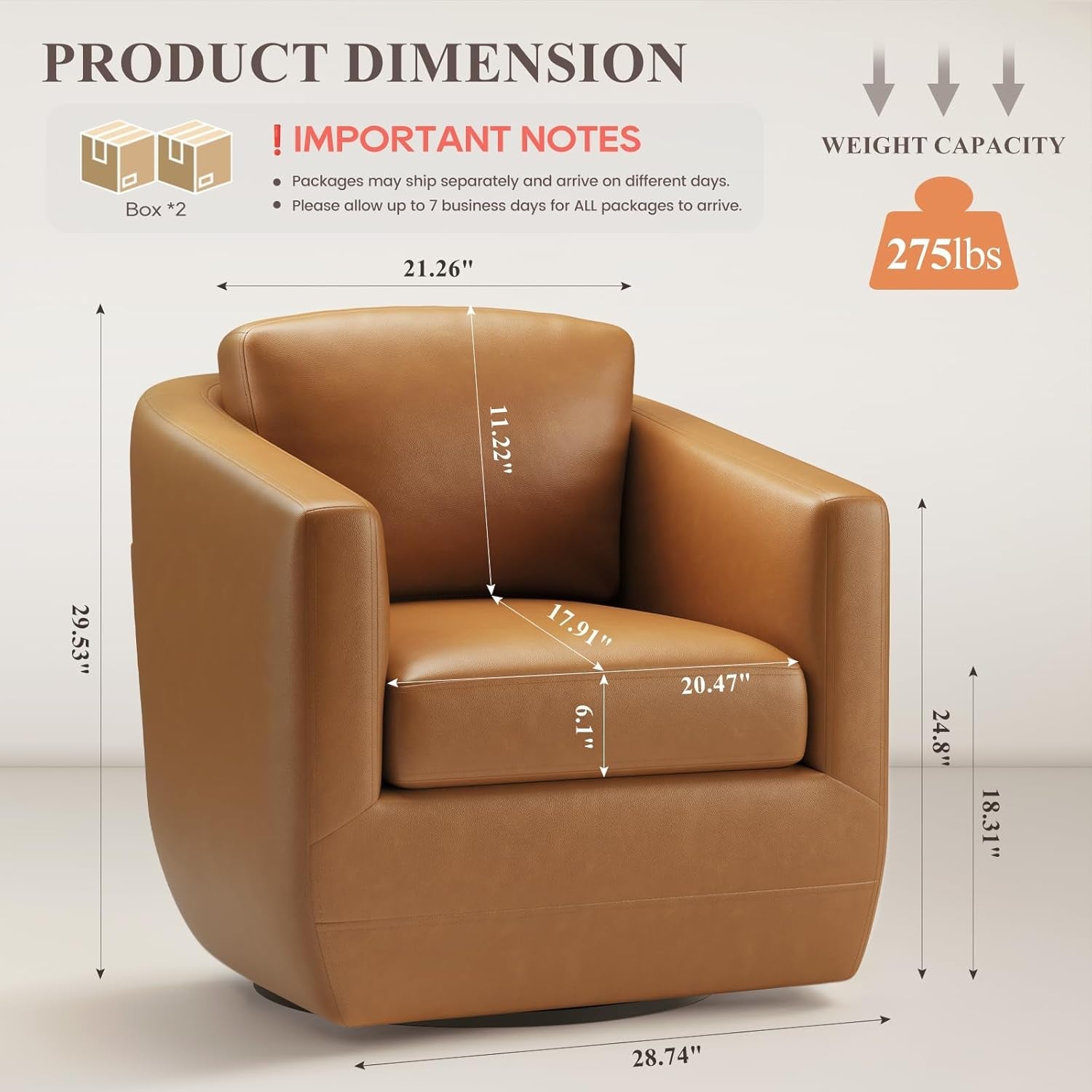 360 Degree Swivel Premium Upholstered Chairs - 2 pc Set