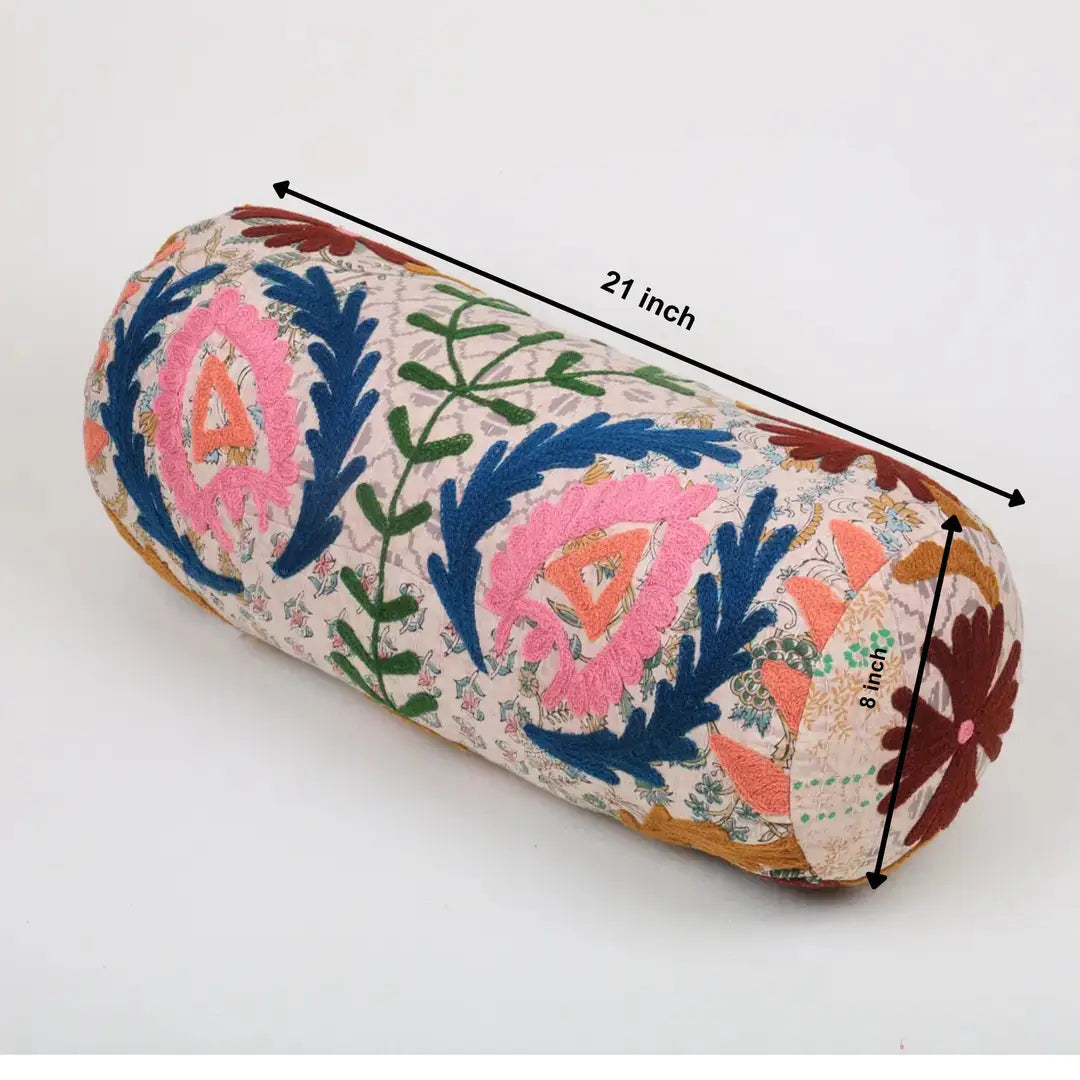Kantha Gudari Bolster Pillow | 21x8"