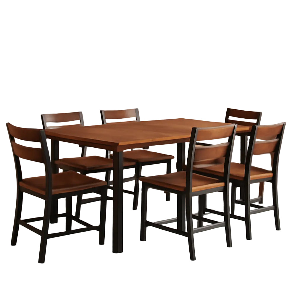 Walnut 63 Inch Extendable Dining Table Set For Six