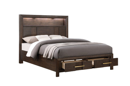 Modern 4 Piece Bedroom Set in Dark Walnut - King Size