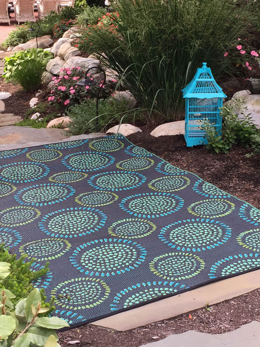 Molly Navy &amp; Aqua Outdoor Mat