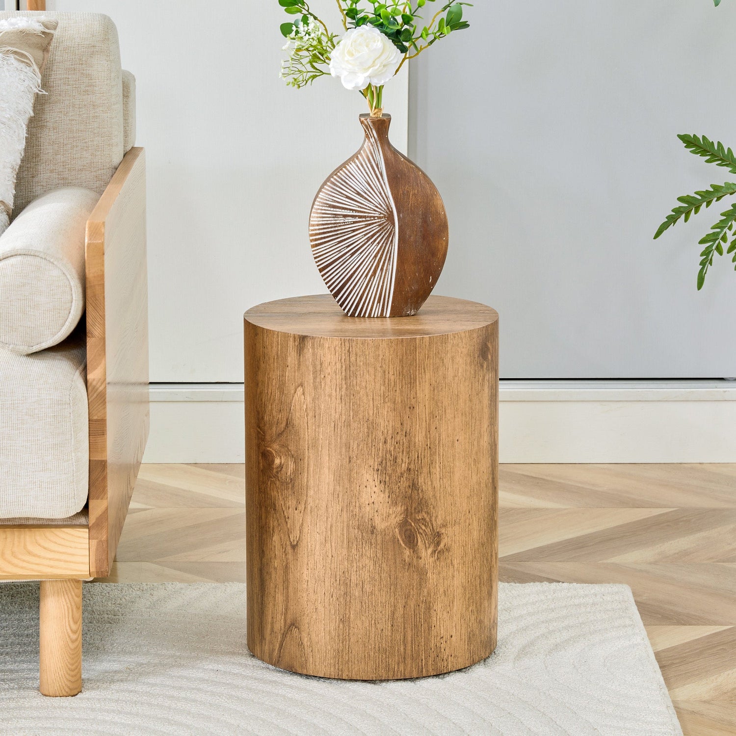 Modern Minimalist Set of Two Cylinder Coffee Tables