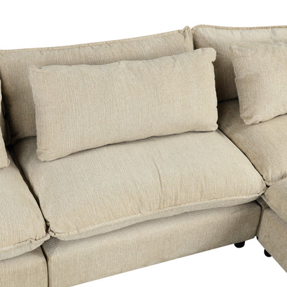 Chenille Upholstered Cloud Sofa Modular Sectional - Beige