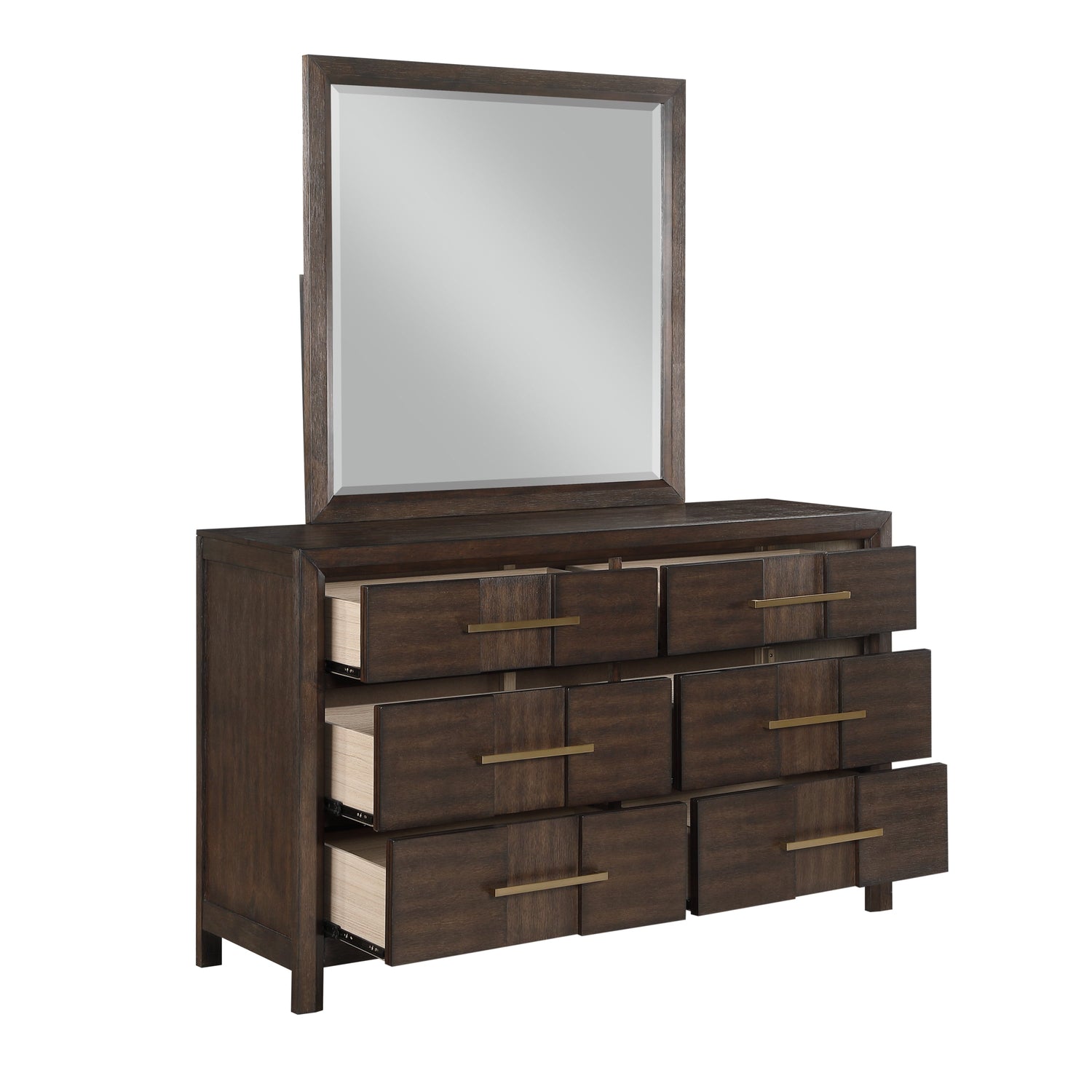 Modern 4 Piece Bedroom Set in Dark Walnut - King Size