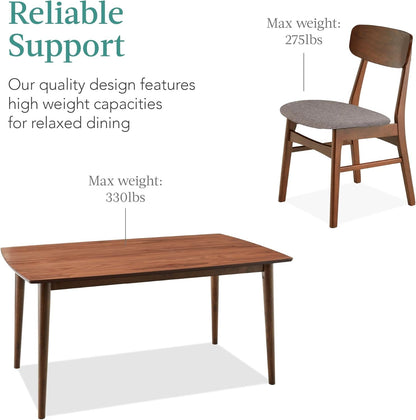 Midcentury Walnut Gray Durably Crafted Dining Set