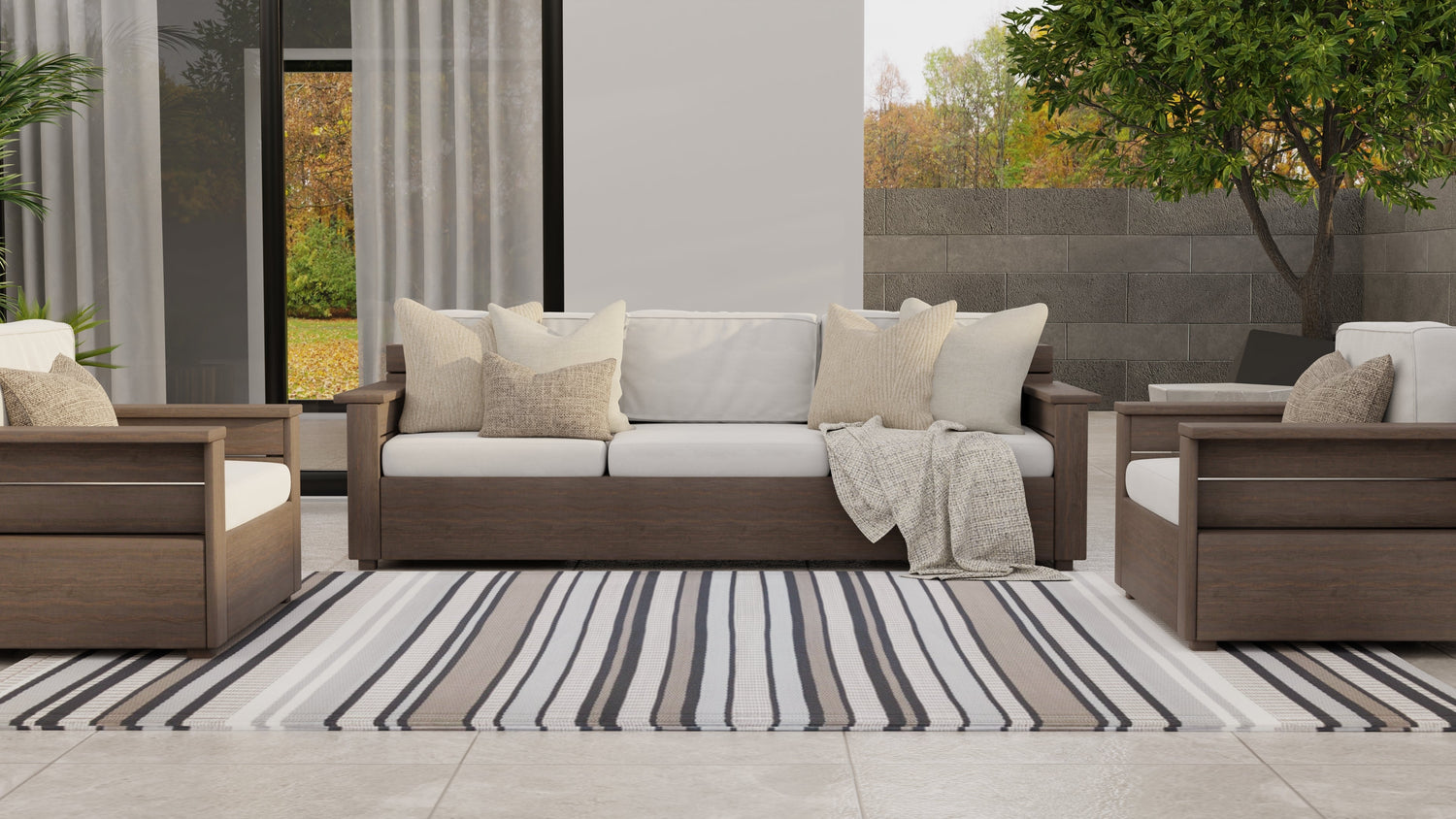 Stripes Cool Grey Outdoor Mat