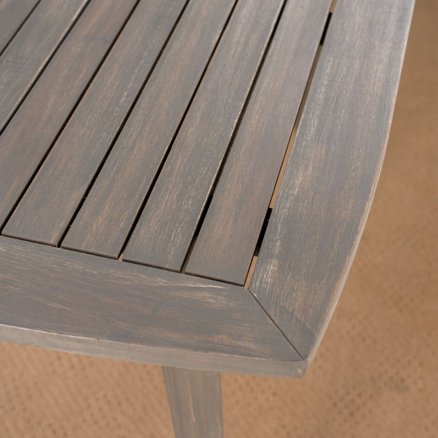 Outdoor Square Acacia Wood Table in Gray Finish