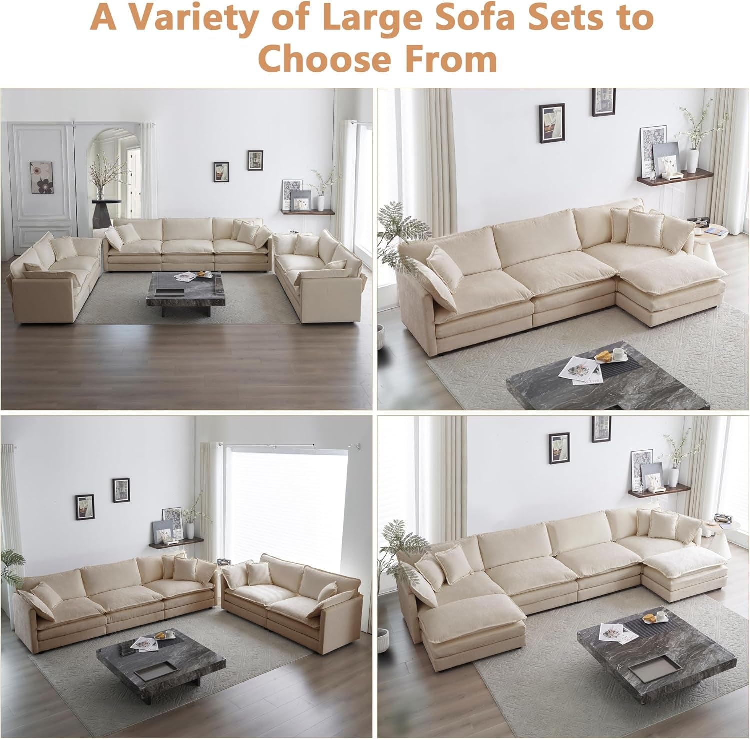 Chenille 76 Inch Loveseat Sofa - Beige