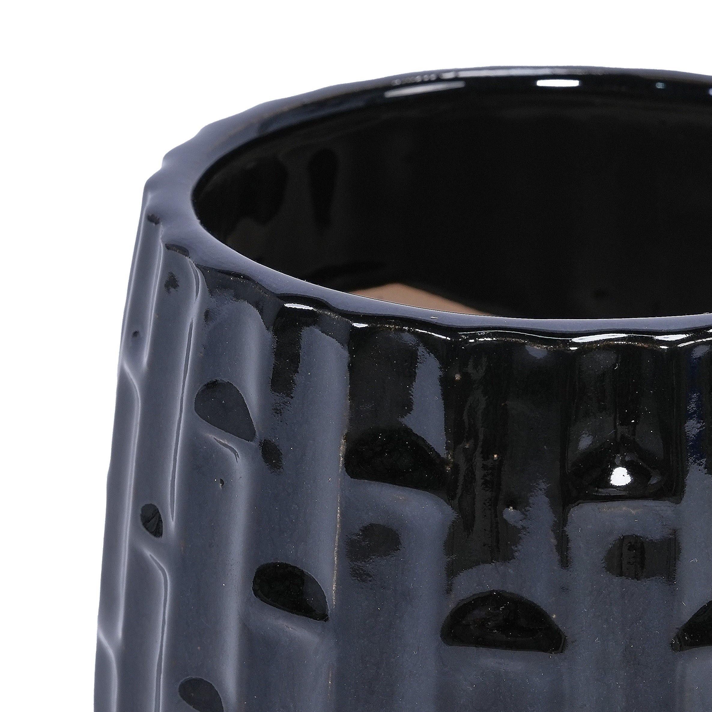 Set of 2 Patterned Ceramic Flowerpots - Black