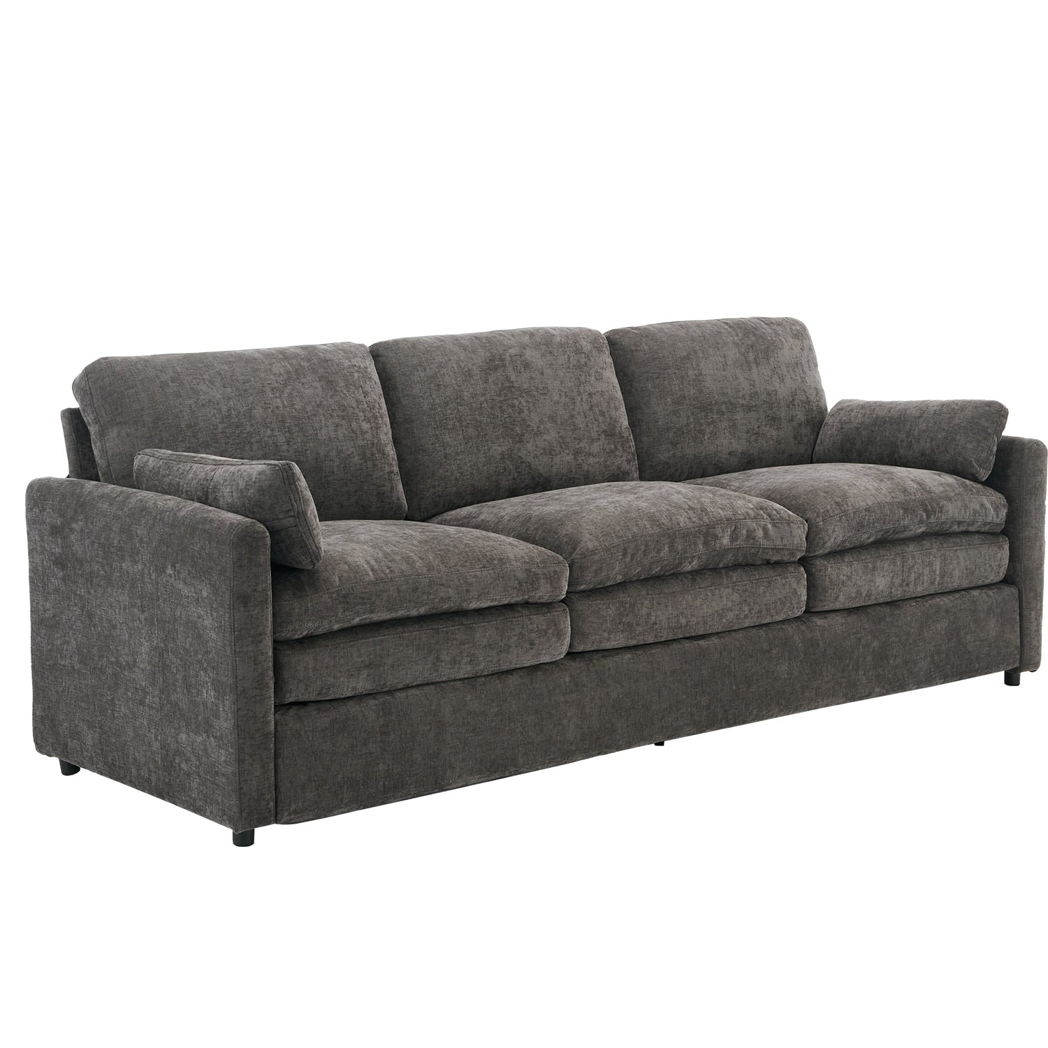Cozy Upholstered Oversized 3-Seater Cloud Sofa in Dark Gray