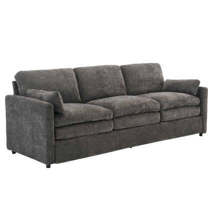 Cozy Upholstered Oversized 3-Seater Cloud Sofa in Dark Gray