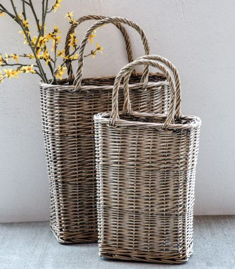 Tall French Willow Flower Basket, 2 Size Options