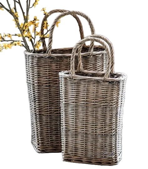 Tall French Willow Flower Basket, 2 Size Options
