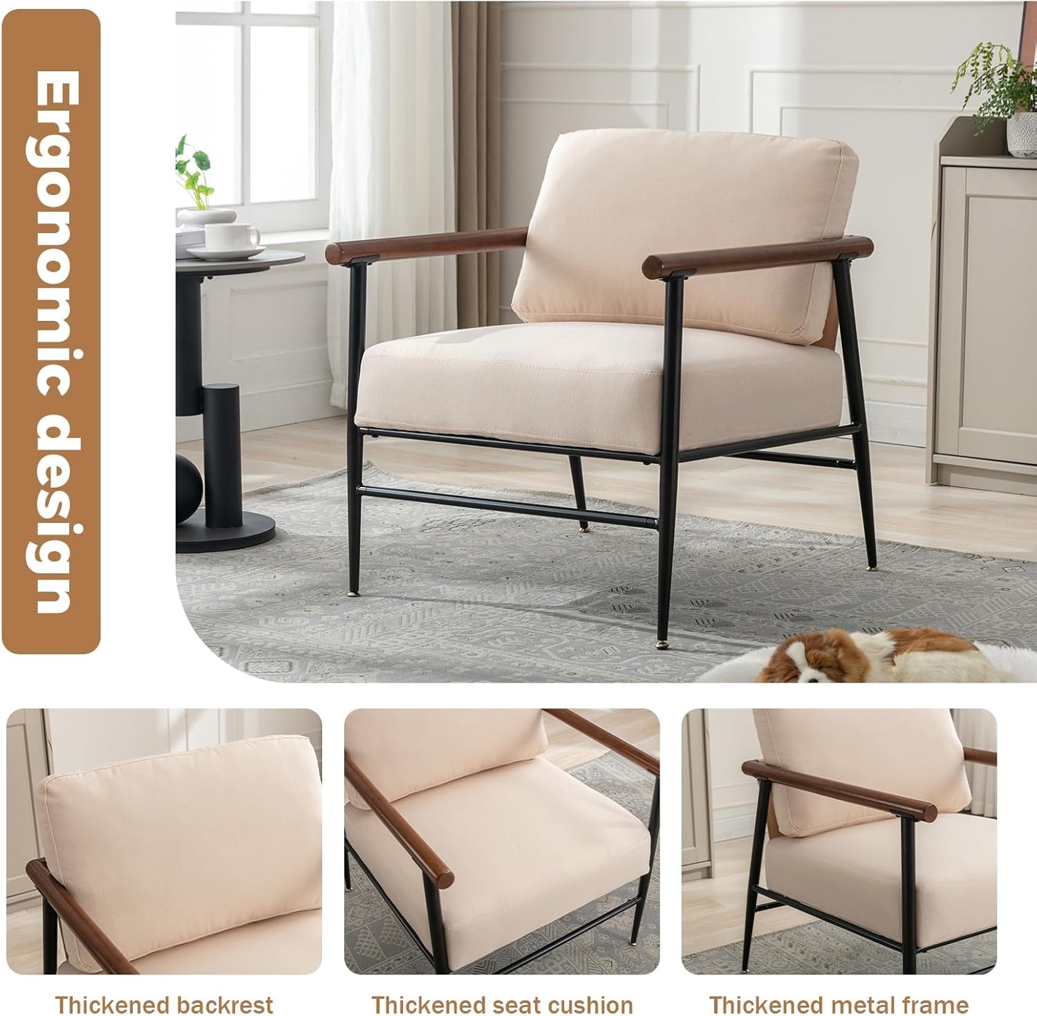 Contemporary Accent Chair in Linen