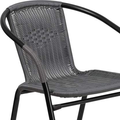 Set of 4 Modern Stackable Rattan Outdoor Dining Chairs
