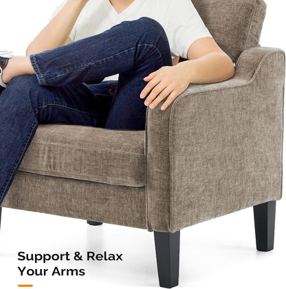 Light Brown Upholstered Accent Chairs - 2 pc Set