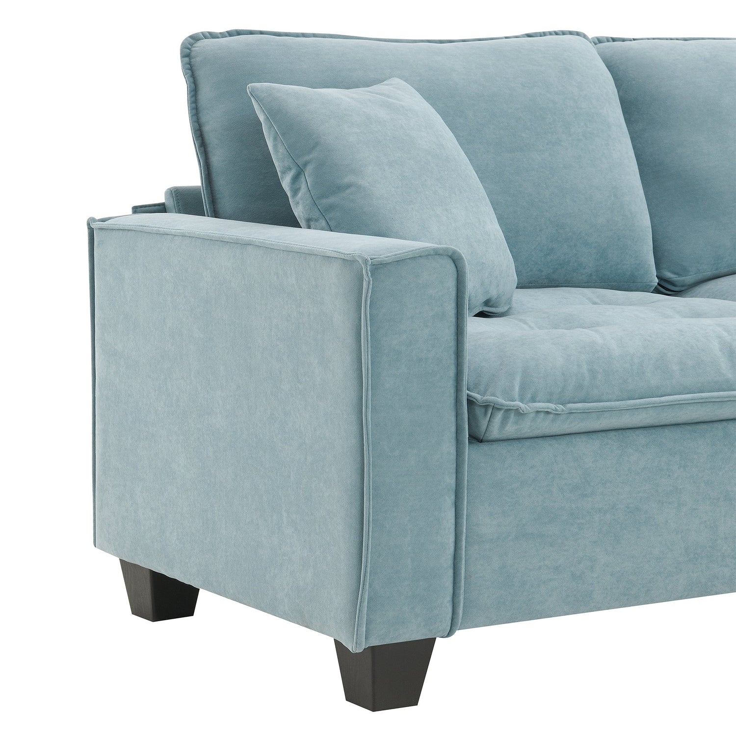 Modern Reversible Sofa Sectional in Sky Blue