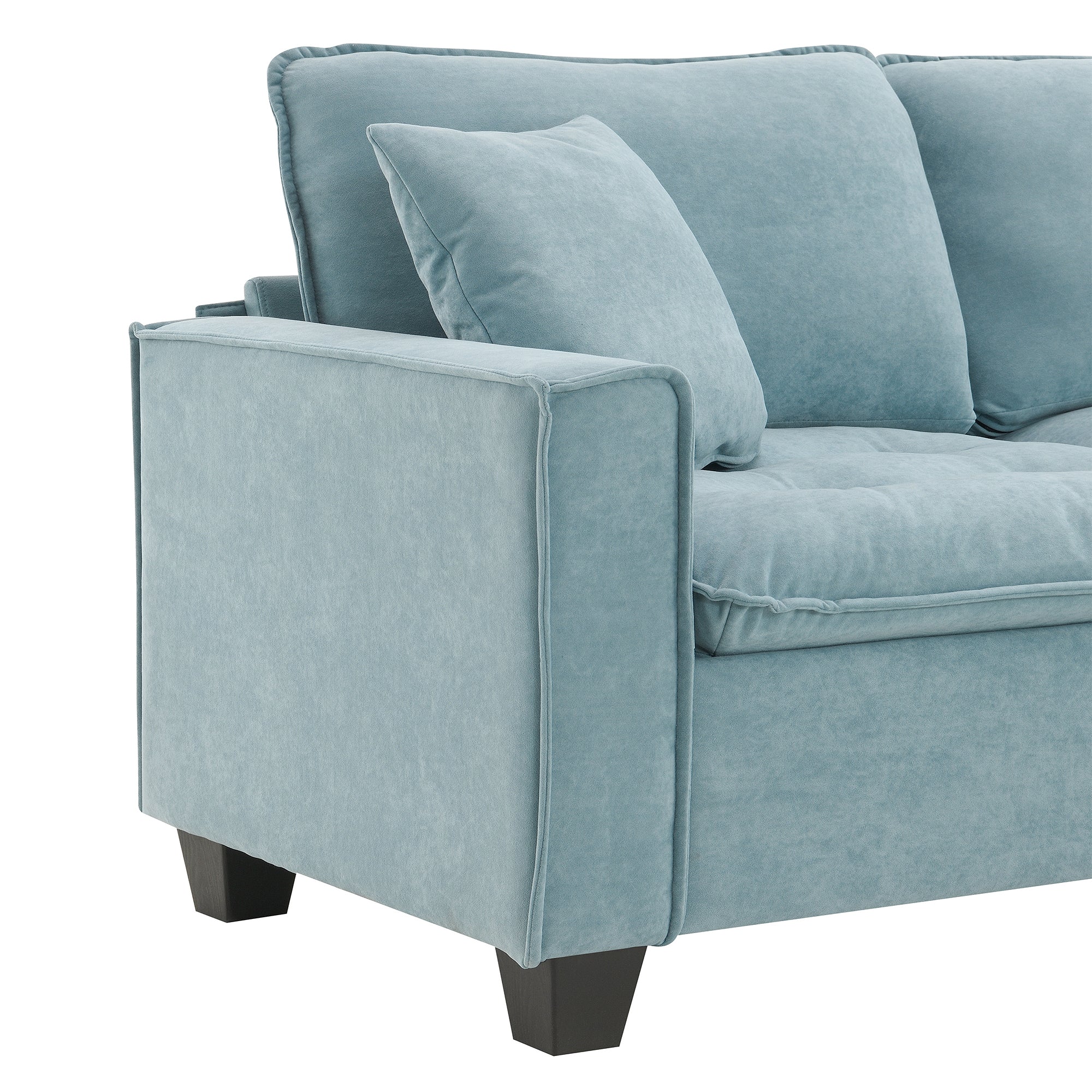 Modern Reversible Sofa Sectional in Sky Blue