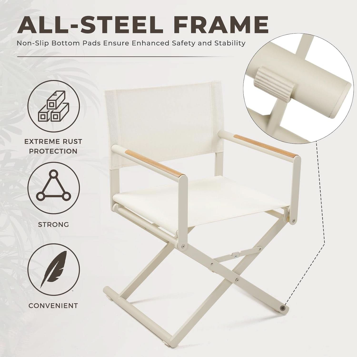 11 Piece Outdoor Dining Set - 10 Cream Colored Sling Mesh Chairs With Expandable Wood Grain Table For 6-10 Guests