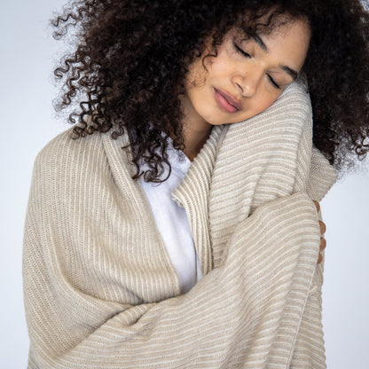 Ribbed Organic Cotton Knit Throw Blanket