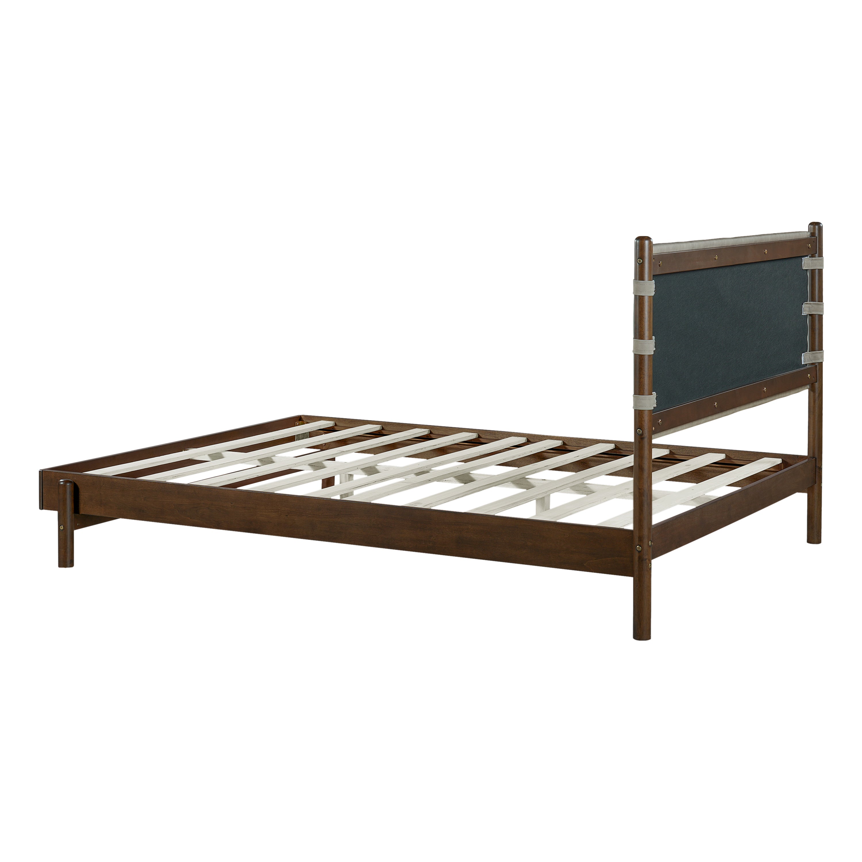 Modern Queen Bed Frame Set with 2 Nightstands - Gray/Walnut